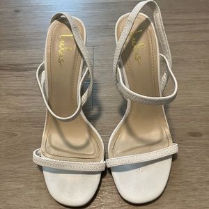 Lulus Strappy White Heels | Size US 8.5